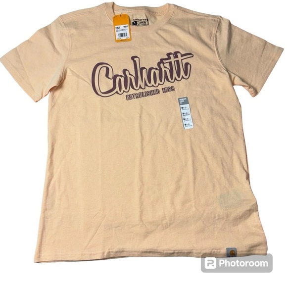 Carhartt Tops - Carhartt logo script graphic loose fit t-shirt peach women’s size medium 8/10